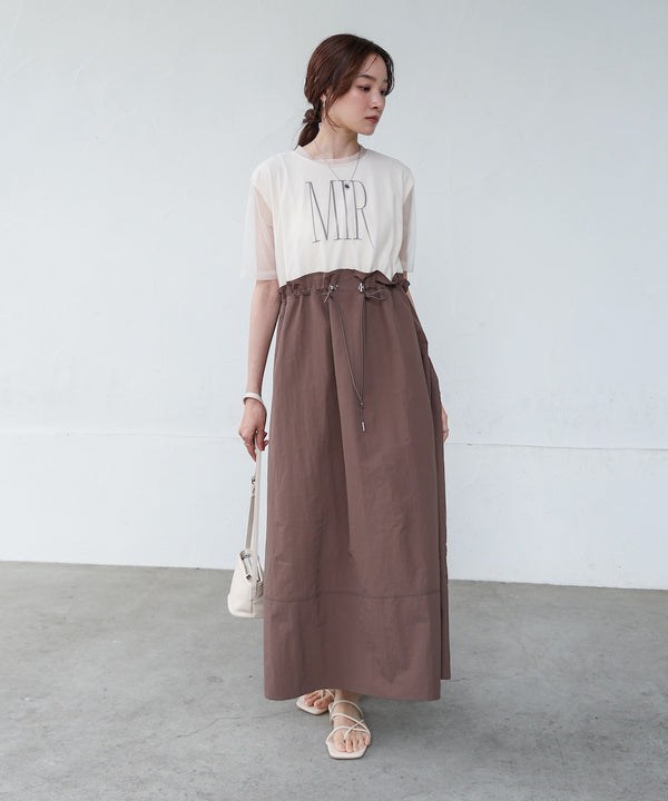 【低身長向けサイズあり】チュールレイヤードウエストドロストワンピース