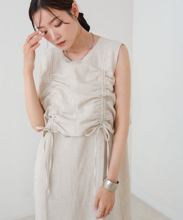 【低身長向けサイズあり】シャーリングレイヤード風ワンピース