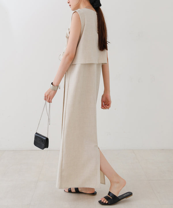 【低身長向けサイズあり】シャーリングレイヤード風ワンピース