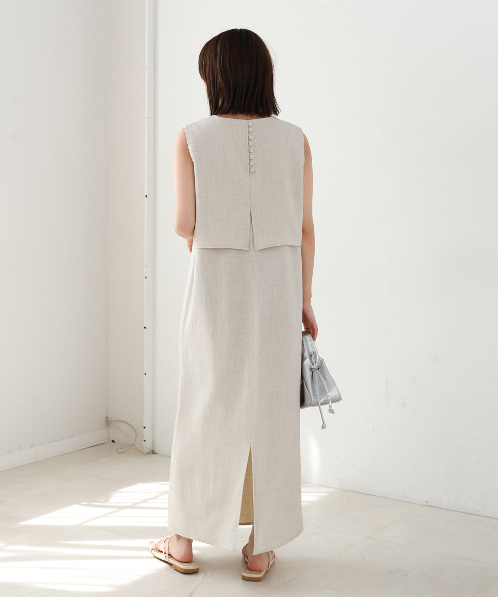 【低身長向けサイズあり】シャーリングレイヤード風ワンピース