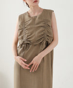 【低身長向けサイズあり】シャーリングレイヤード風ワンピース