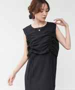 【低身長向けサイズあり】シャーリングレイヤード風ワンピース