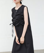 【低身長向けサイズあり】シャーリングレイヤード風ワンピース