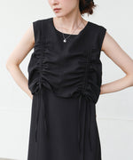 【低身長向けサイズあり】シャーリングレイヤード風ワンピース