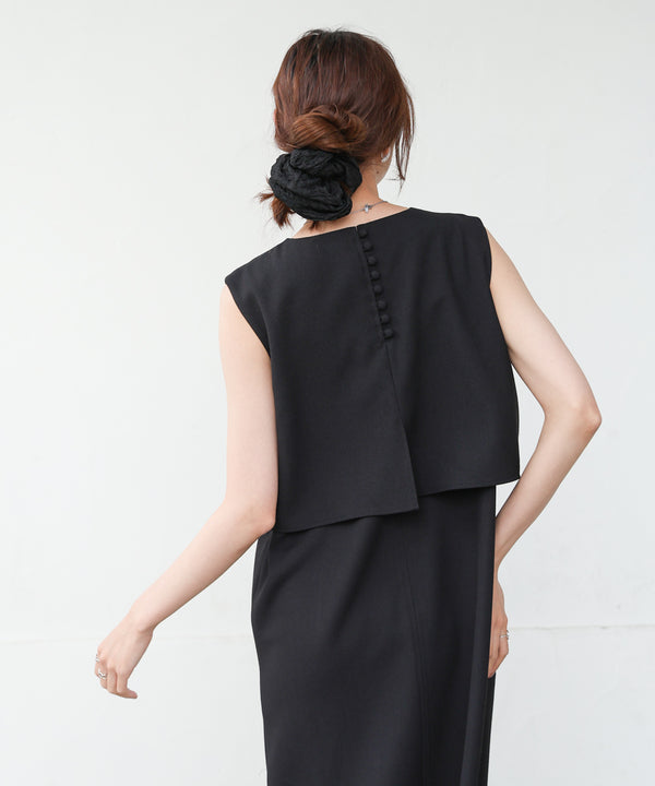 【低身長向けサイズあり】シャーリングレイヤード風ワンピース