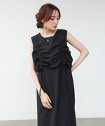 【低身長向けサイズあり】シャーリングレイヤード風ワンピース