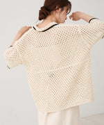 クロシェシャツカラー半袖トップス