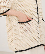 クロシェシャツカラー半袖トップス