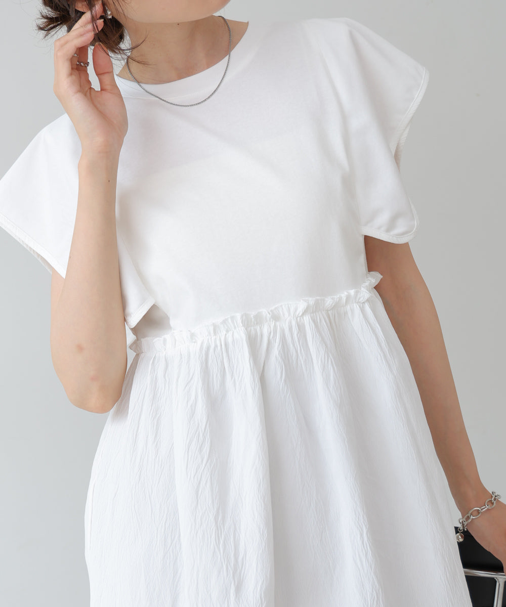 スクエアーショルダーペプラムトップス