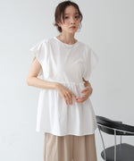 スクエアーショルダーペプラムトップス