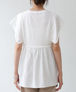 スクエアーショルダーペプラムトップス