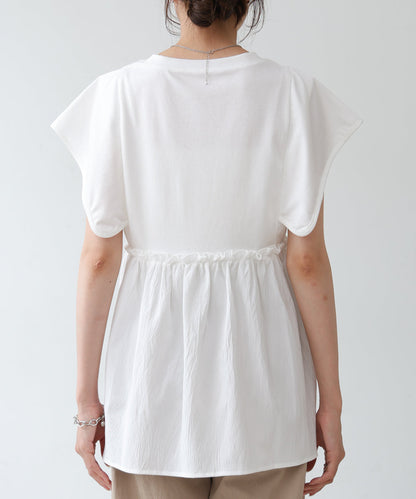 スクエアーショルダーペプラムトップス