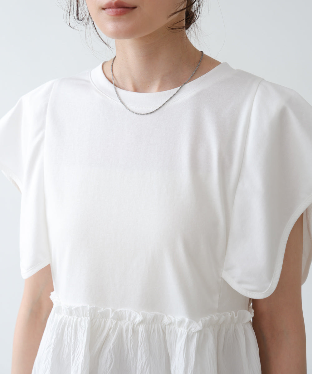 スクエアーショルダーペプラムトップス