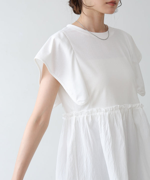 スクエアーショルダーペプラムトップス