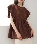 スクエアーショルダーペプラムトップス