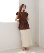 スクエアーショルダーペプラムトップス