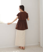 スクエアーショルダーペプラムトップス