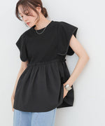 スクエアーショルダーペプラムトップス