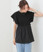 スクエアーショルダーペプラムトップス