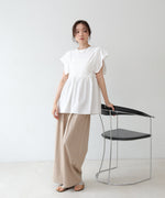 スクエアーショルダーペプラムトップス