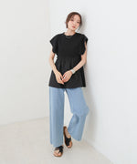 スクエアーショルダーペプラムトップス