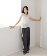 シャーリング切り替えトップス