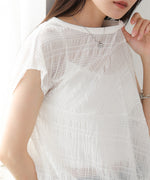 シャーリング切り替えトップス