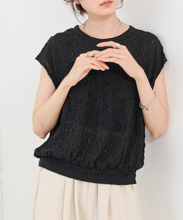 シャーリング切り替えトップス
