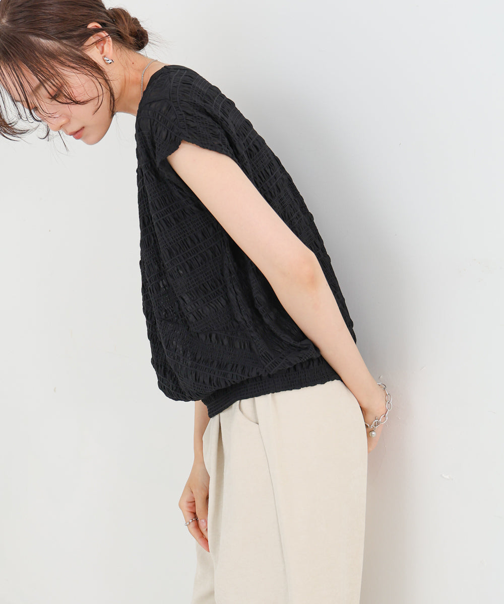 シャーリング切り替えトップス