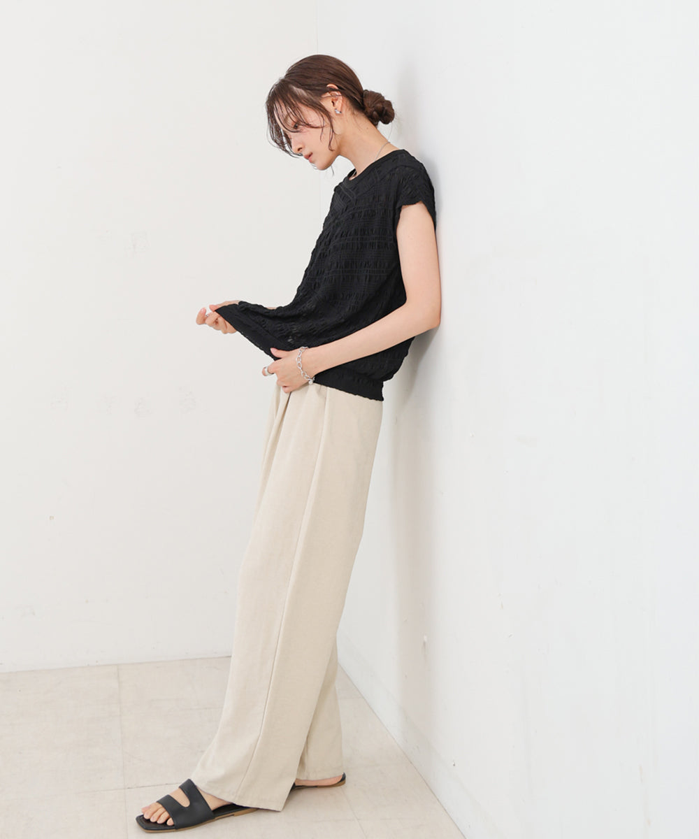 シャーリング切り替えトップス