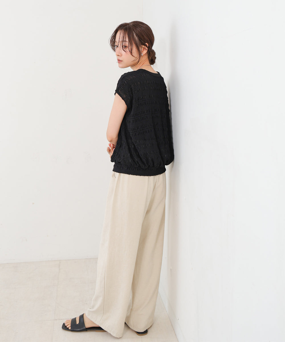 シャーリング切り替えトップス