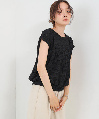 シャーリング切り替えトップス