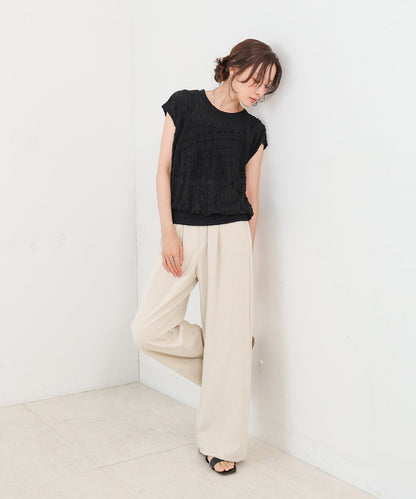 シャーリング切り替えトップス