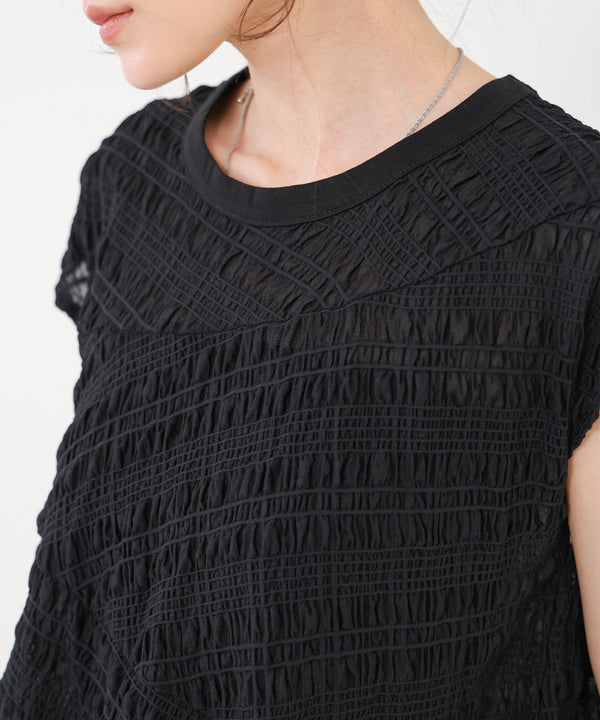 シャーリング切り替えトップス