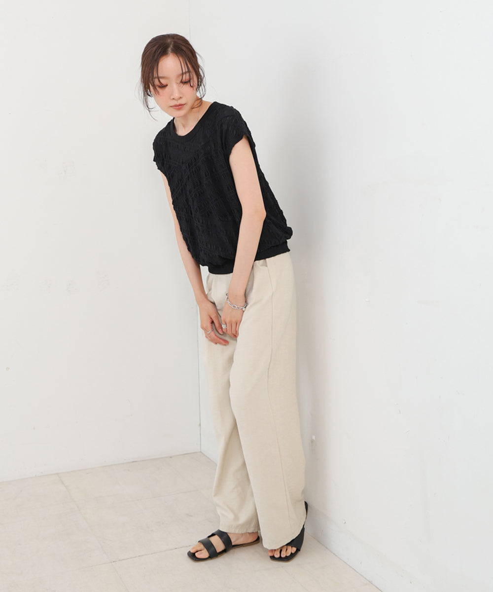 シャーリング切り替えトップス