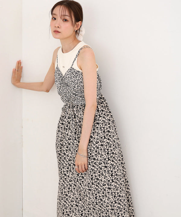 【S・Mサイズ展開】リトルフラワーシャーリングキャミワンピース