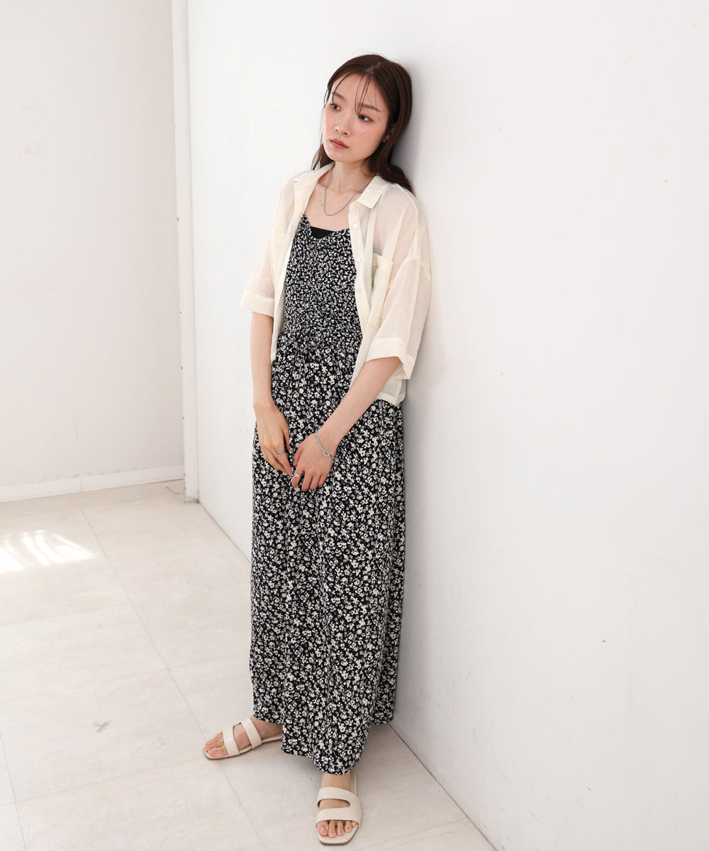 【S・Mサイズ展開】リトルフラワーシャーリングキャミワンピース