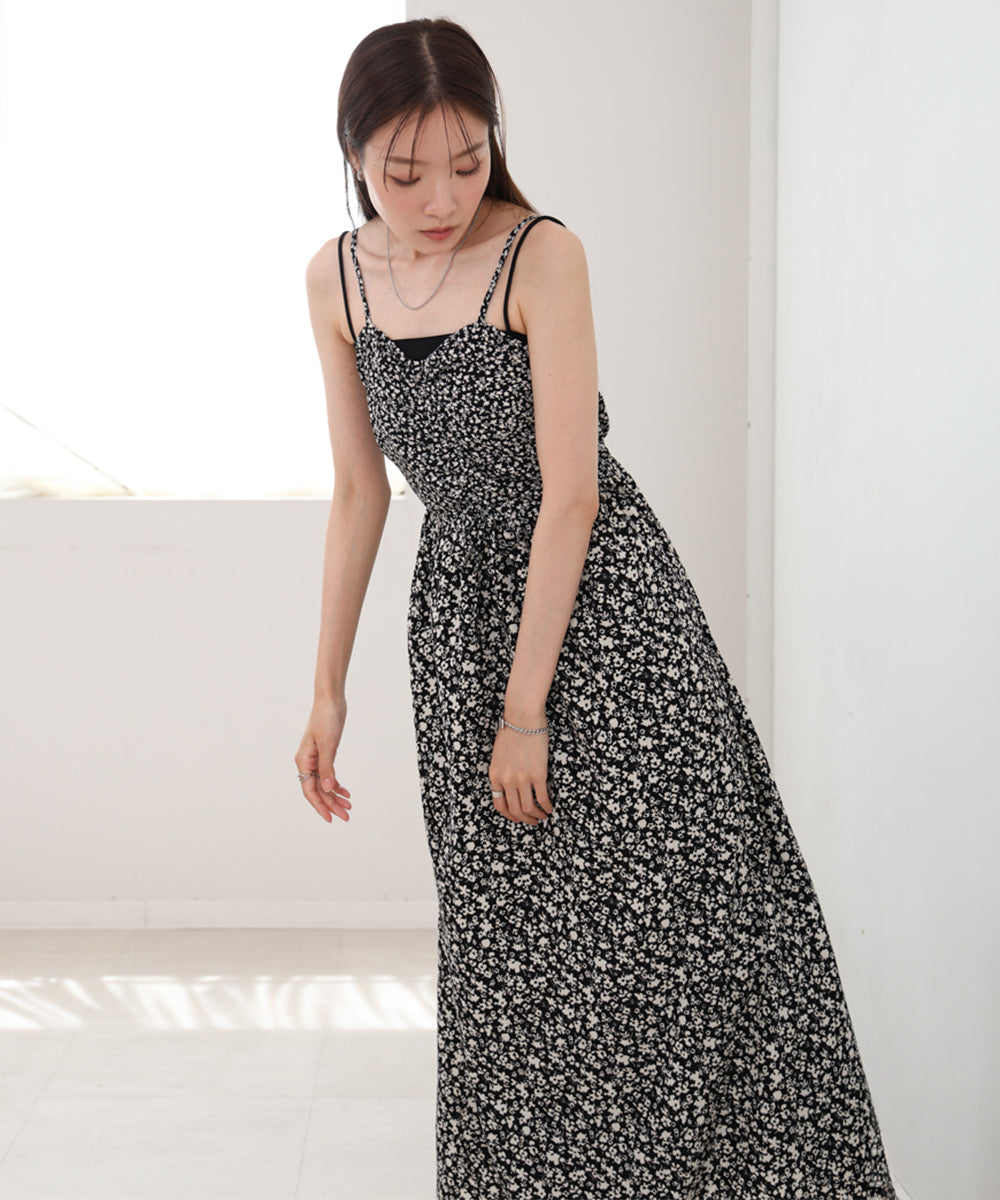 【S・Mサイズ展開】リトルフラワーシャーリングキャミワンピース