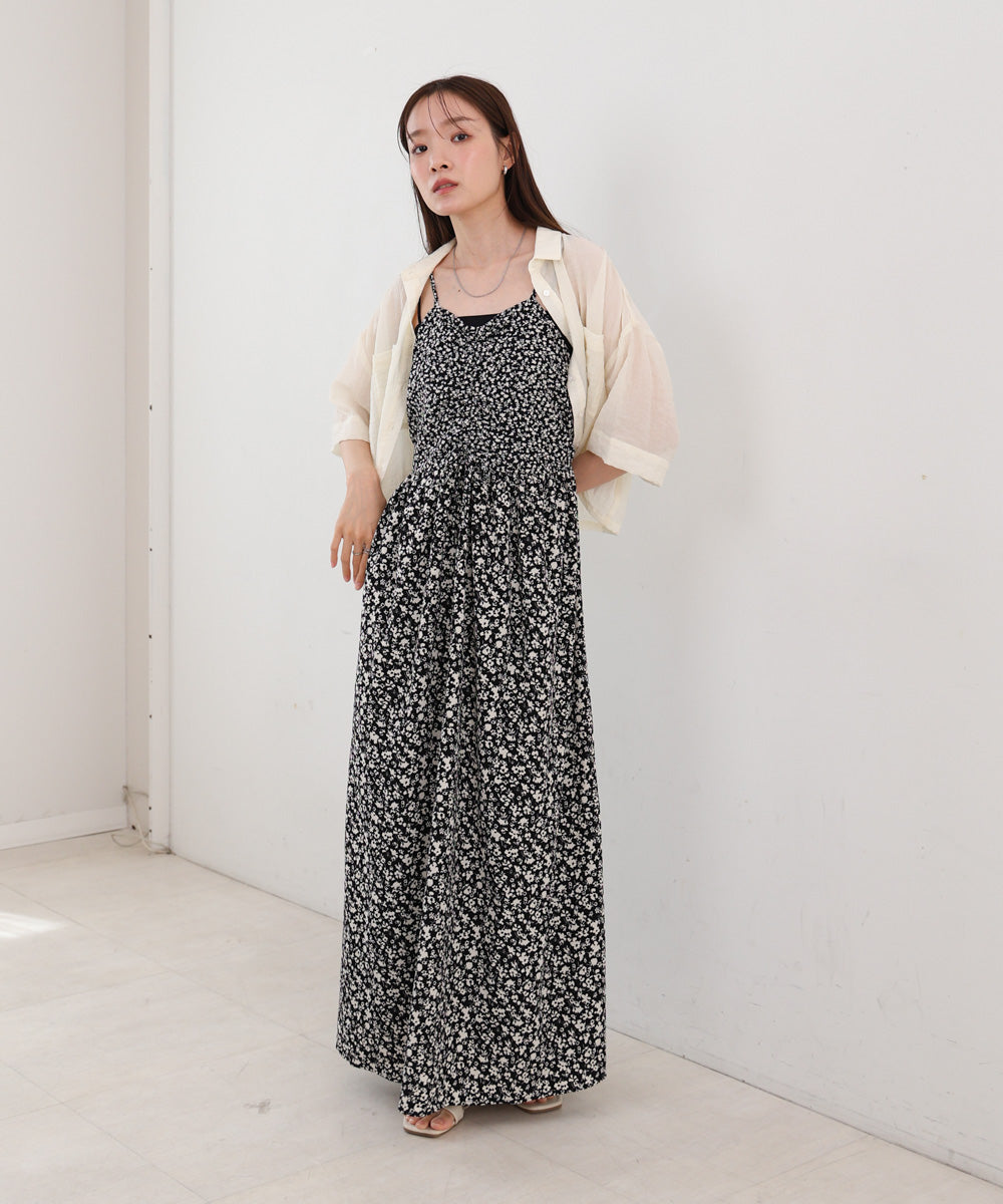 【S・Mサイズ展開】リトルフラワーシャーリングキャミワンピース