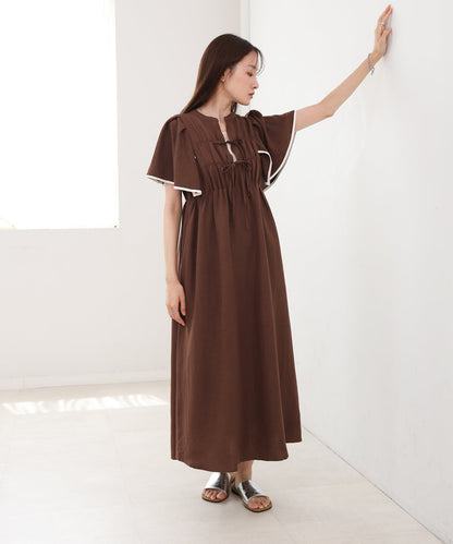 【S・Mサイズ展開】配色パイピングスクエアスリーブワンピース