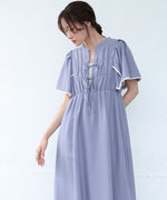 【S・Mサイズ展開】配色パイピングスクエアスリーブワンピース