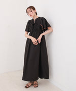 【S・Mサイズ展開】配色パイピングスクエアスリーブワンピース