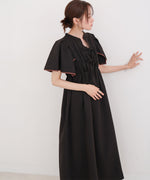 【S・Mサイズ展開】配色パイピングスクエアスリーブワンピース