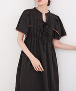 【S・Mサイズ展開】配色パイピングスクエアスリーブワンピース