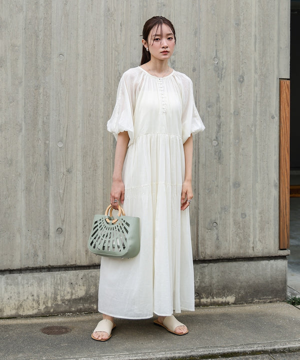 【S・Mサイズ展開】コットンボイルギャザーワンピース