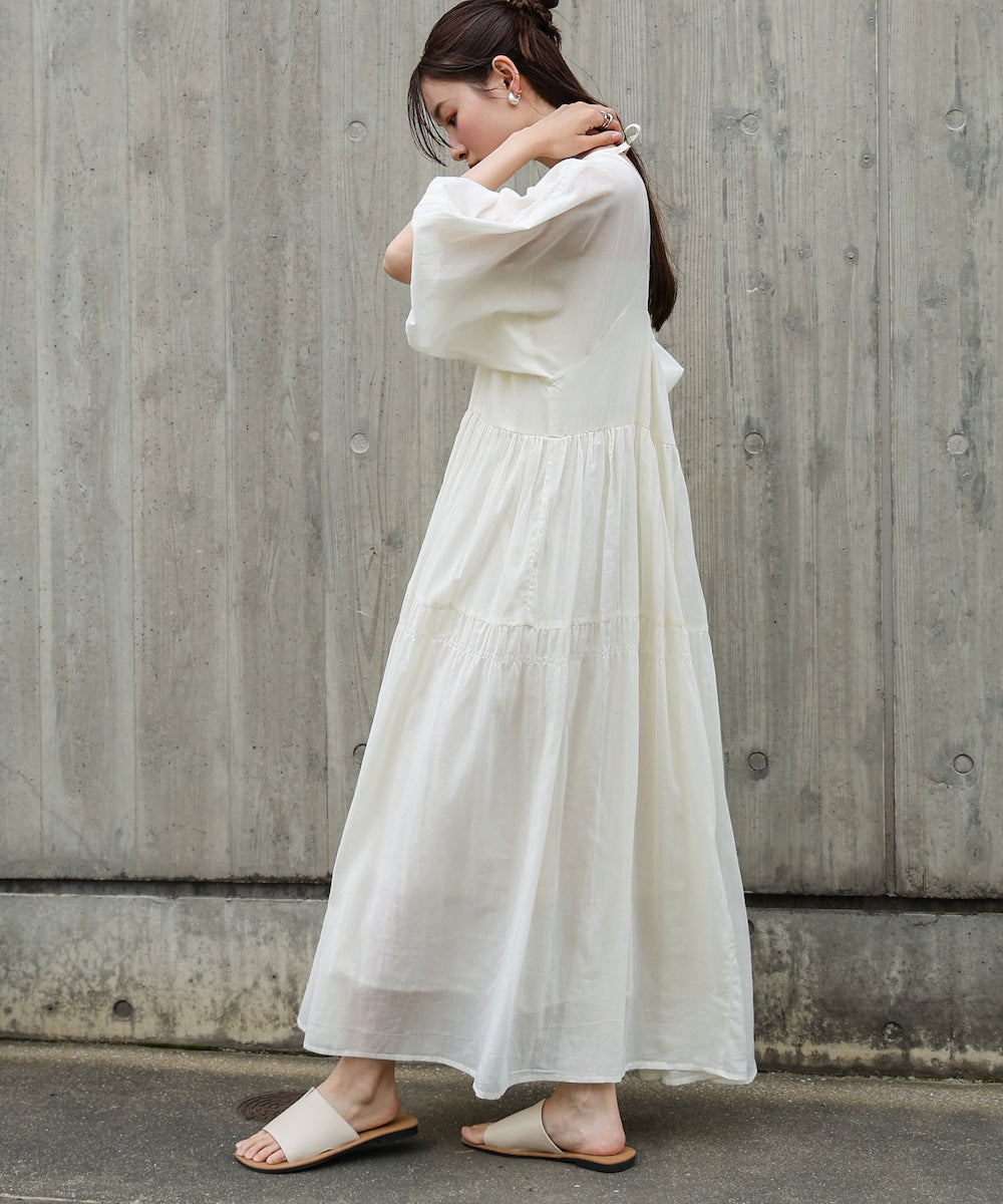 【S・Mサイズ展開】コットンボイルギャザーワンピース