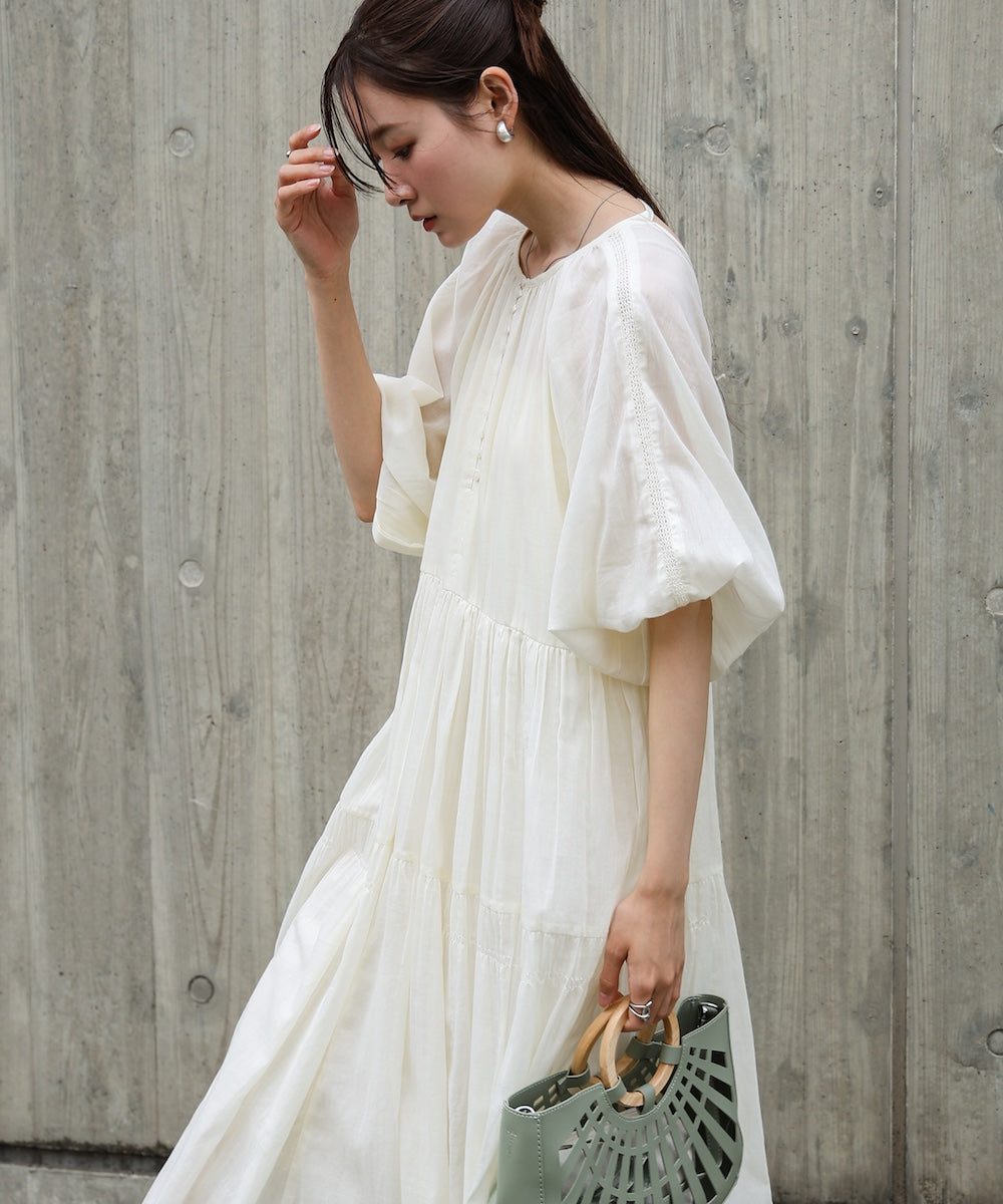 【S・Mサイズ展開】コットンボイルギャザーワンピース