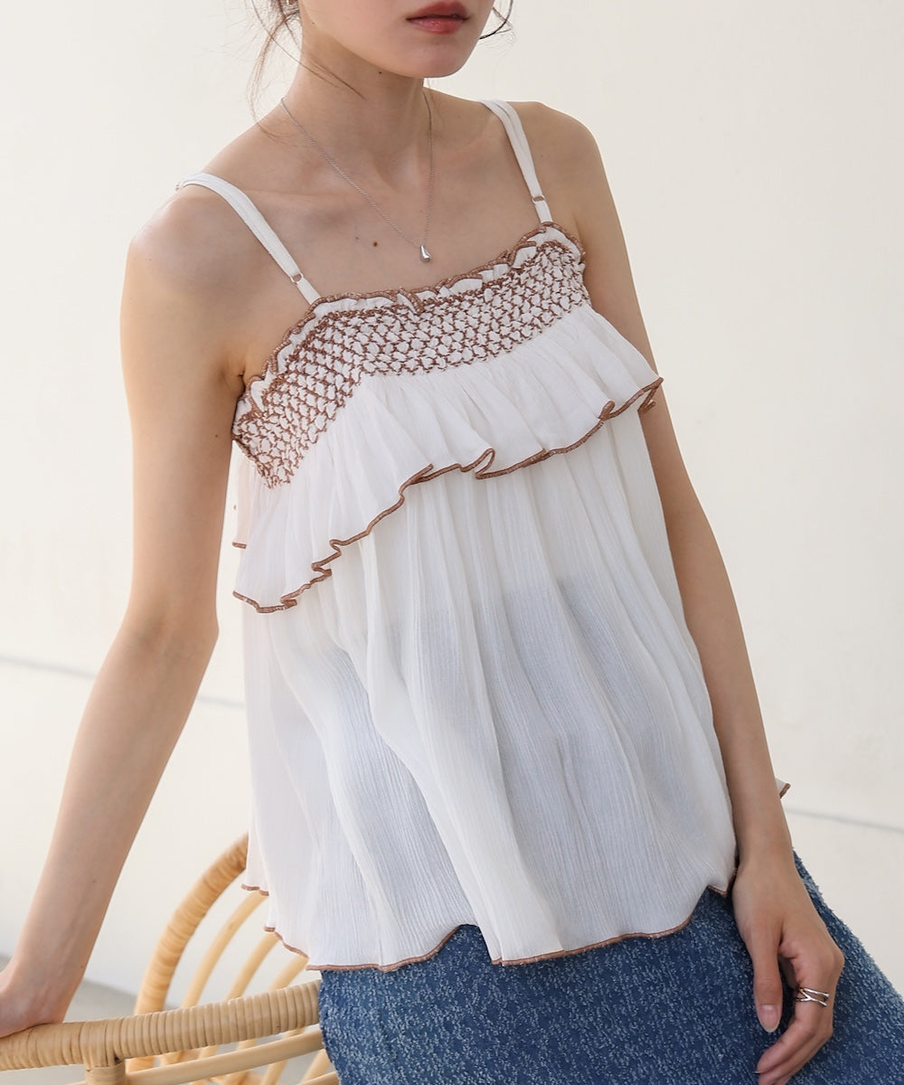 レーヨンクレープスモッキングキャミソール