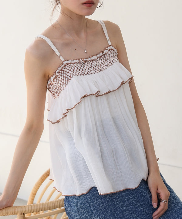 レーヨンクレープスモッキングキャミソール