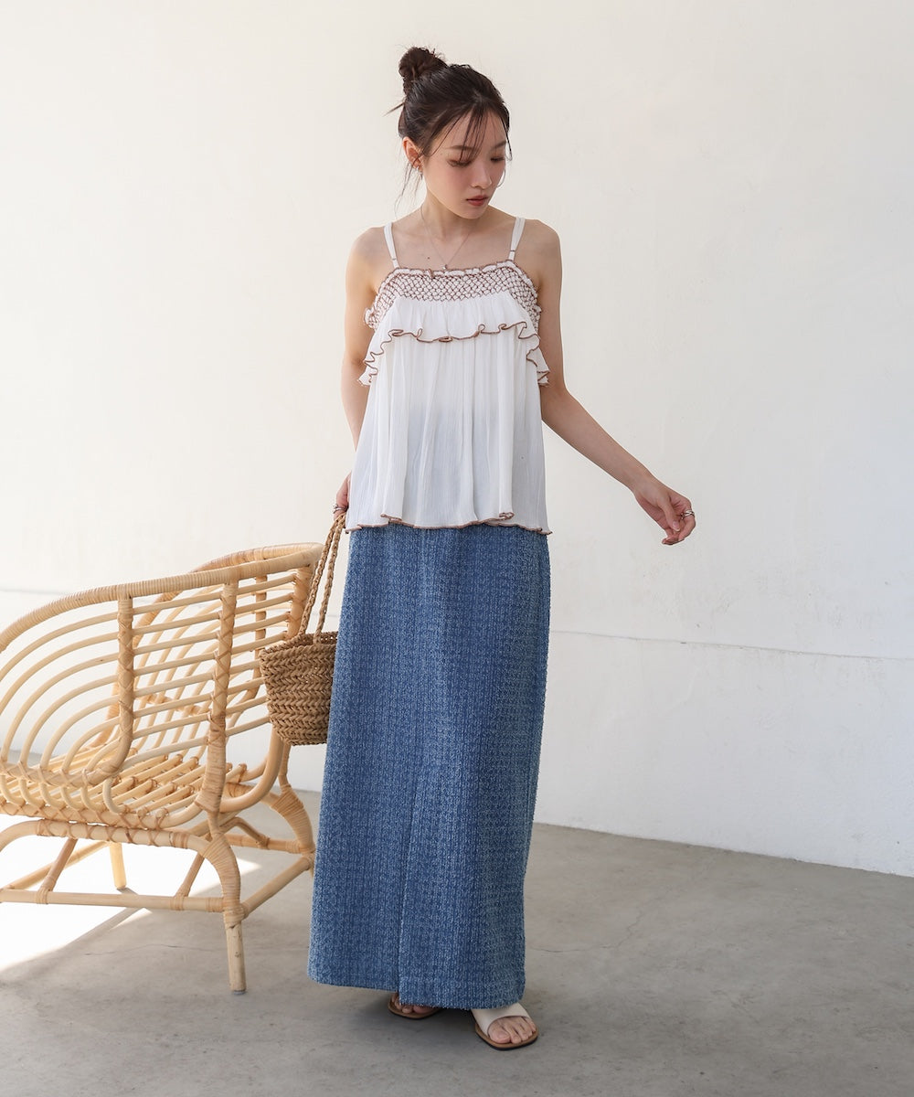 レーヨンクレープスモッキングキャミソール